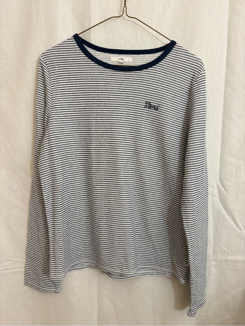 Vans Women’s Navy White Striped Waffle Knit Long Sleeve Tee XL - Picture 2 of 8